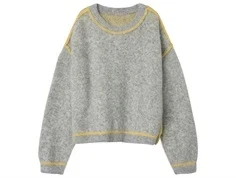 Name It striktrøje lys grå meleret med gul detalje